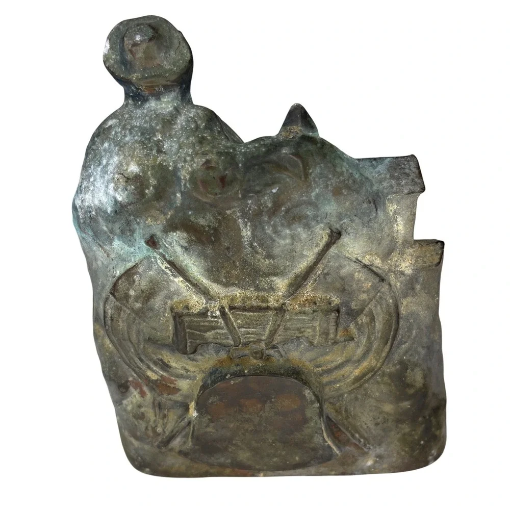 Antique‎ The Minute Man Cast Iron Still Bank Colonial Soldier Cannon Coin Bank